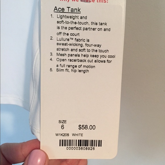 NWT Lululemon Ace Tank Top 6 White Tennis 🎾 - Picture 4 of 8